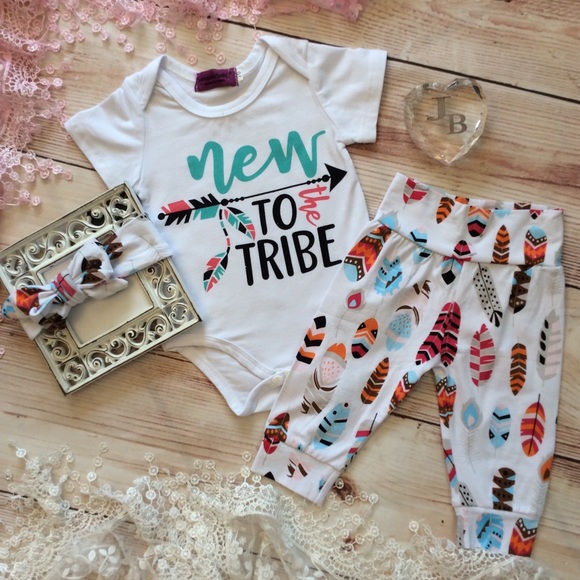new to the tribe baby girl outfit